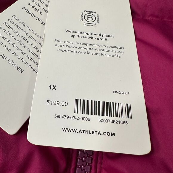 Athleta Downtown Puffer Jacket Women's 1X Down Insulated Pink Fuchsia NWT New - Picture 6 of 11